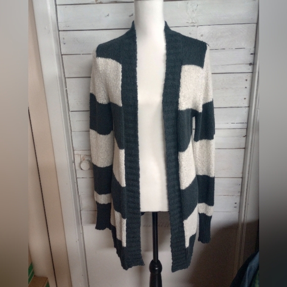 Roxy Women's Size XL Stripe Open Weave Knit Sweater Cardigan Size XL Fall Winter - Picture 1 of 13